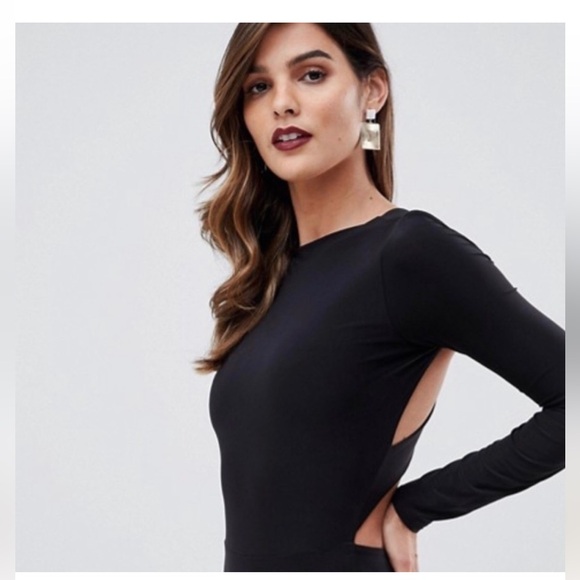 NWT (in black) sexy bodysuit - long sleeve open back - Picture 15 of 17